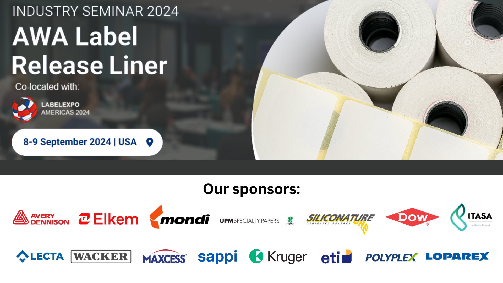 release liner seminar website banner with sponsors